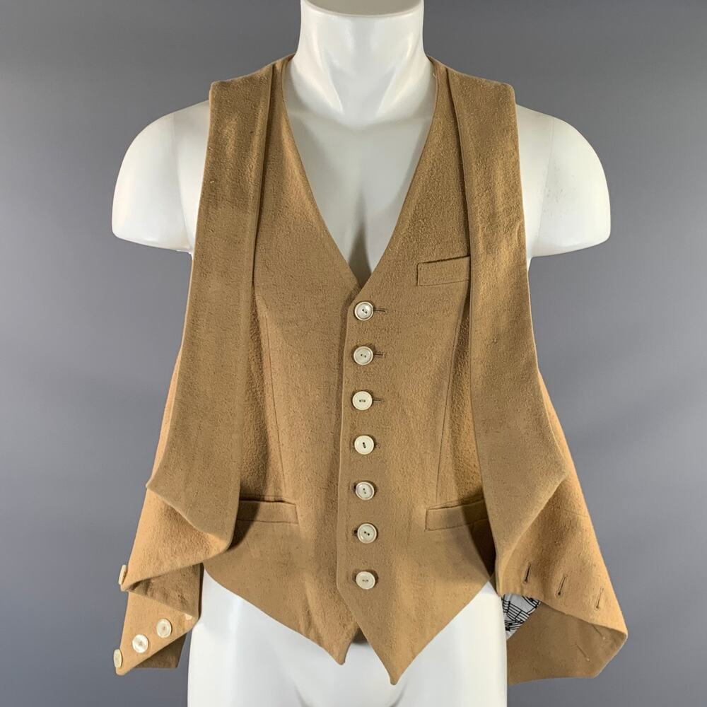 NUMBER (N)INE Size M Khaki Textured Cotton & Silk Double Layer Vest